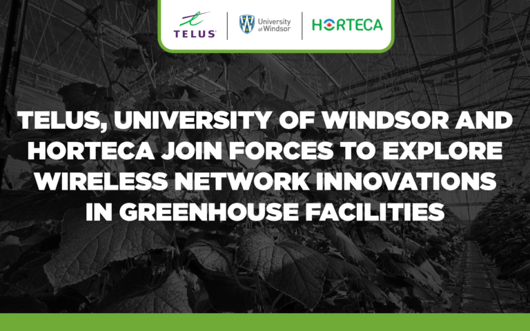 TELUS, University of Windsor and HORTECA join forces to explore wireless network innovations in greenhouse facilities
