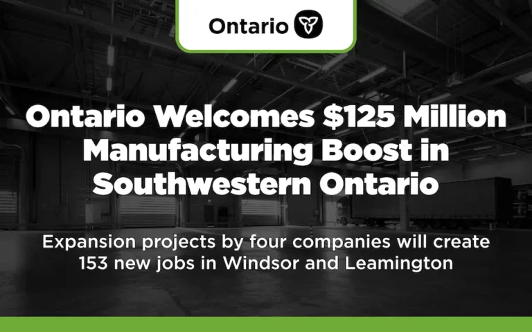 Ontario Welcomes $125 Million Manufacturing Boost in Southwestern Ontario